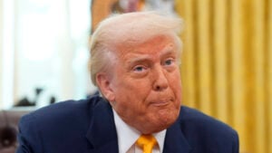Donald Trump makes a statement on jobs in the Oval Office of the White House in Washington, DC