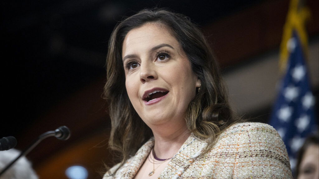 Elise Stefanik photographed during a press conference at the US Capitol in Washington, DC, Tuesday, April 30, 2024