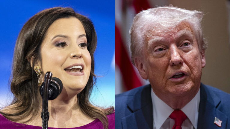 A photo collage of Elise Stefanik and President Donald Trump