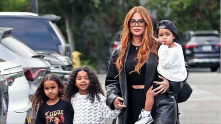 Khloe Kardashian with her kids