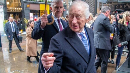 King CHARLES III leaves Kingly Court, Carnaby Street ahead of Ramadan, February 2025.