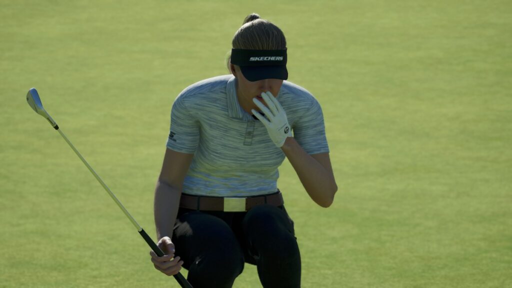 PGA Tour 2K25 character's reaction to a shot