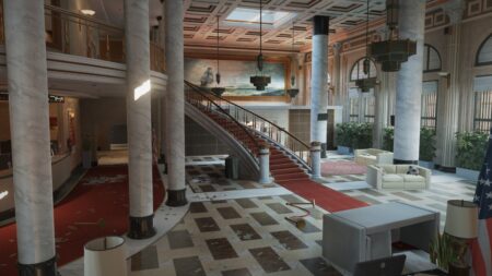 The modernized interior of the Bank map in Rainbow Six Siege X