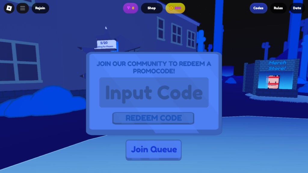 The code entry screen in BFDIA