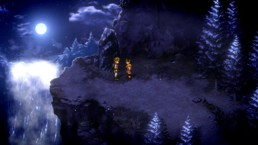 A moonlight cliff conversation in Suikoden 2 HD