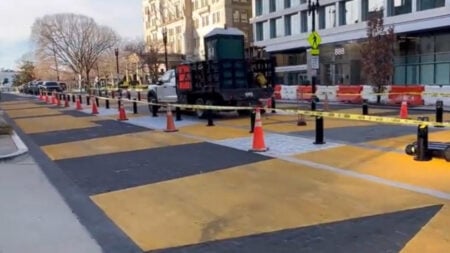 The Black Lives Matter mural painted on a street in Washington, D.C.