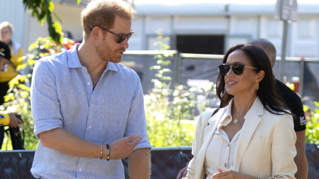 Prince Harry and Meghan Markle, the Duke and Duchess of Sussex watch the cycling events on day six of the Invictus Games Dusseldorf 2023, in Dusseldorf, Germany, on the 15th September 2023.