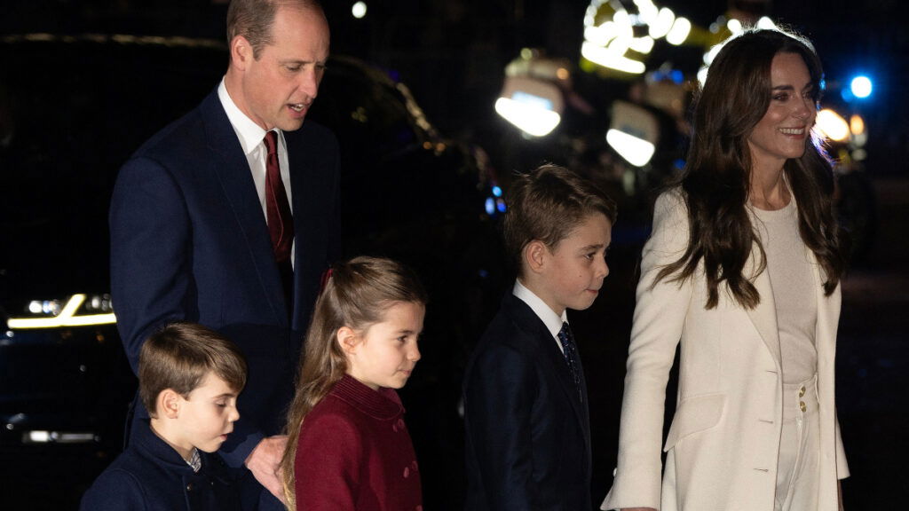 Prince William and Kate Middleton with their three kids.
