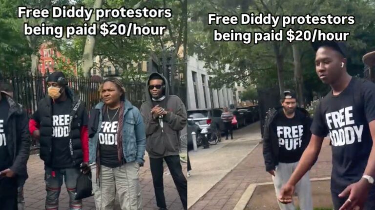Protesters Outside New York Courthouse Being Paid $20/hr To Wear ‘Free Diddy’ Shirts: ‘Classic Play From the Innocent Playbook’
