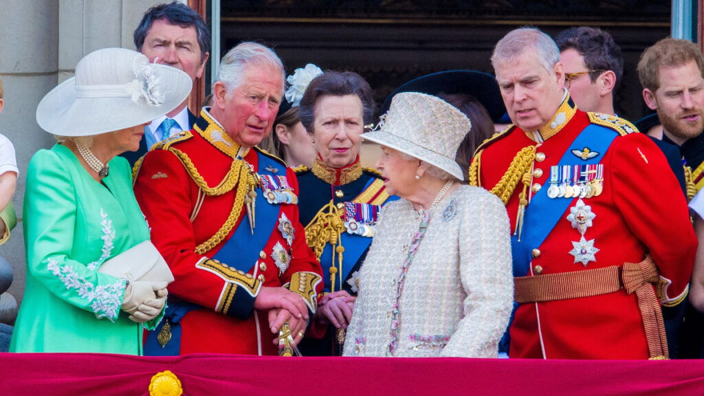 Members of the British royal family on the Palace balcony.