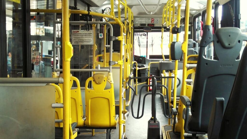 A picture inside of a bus similar to the one the California man was on.