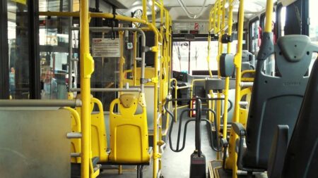 A picture inside of a bus similar to the one the California man was on.