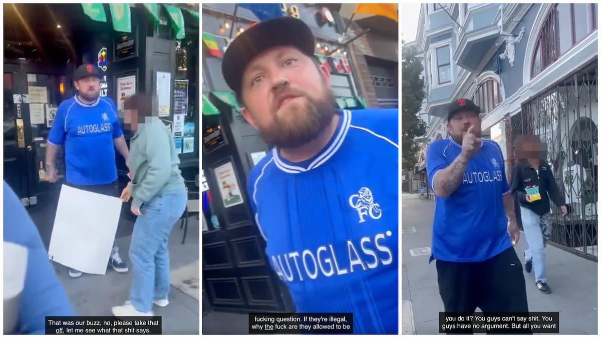 Drunk California Male Karen Gets Aggressive Because a Protestor’s Sign Touched His Leg: ‘A Racist in a Chelsea Shirt… Well Now I’ve Seen It All’