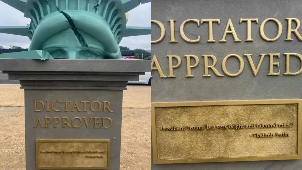 Liberty Falls as Giant Hand Gives Thumbs up to Dictators on Washington: ‘I Hope Its Very Heavy and Difficult to Move'