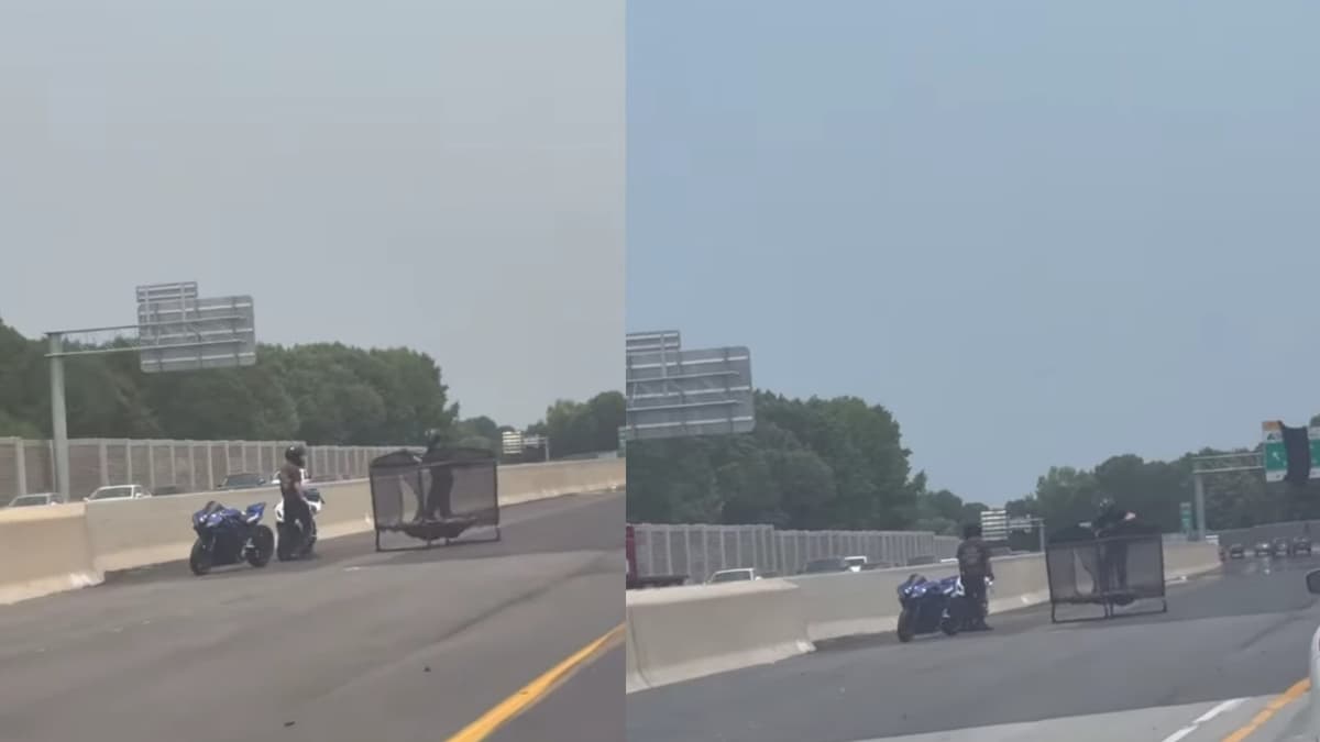 North Carolina Bikers Abandon Their Rides to Go Full Bounce Mode on Highway Trampoline: ‘It’s a Circus Out There’