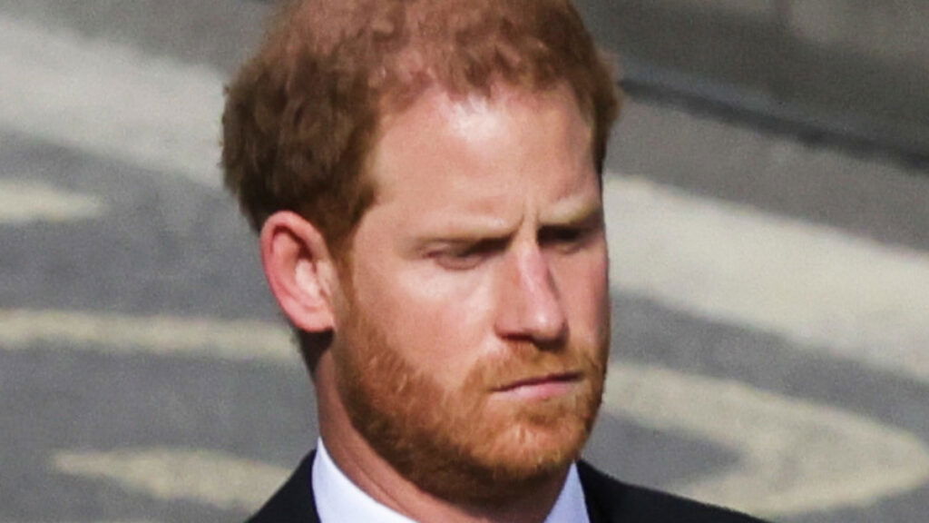 Photo of Prince Harry, the Duke of Sussex at Queen Elizabeth's funeral.