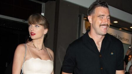 Taylor Swift and her boyfriend Travis Kelce on public outing.