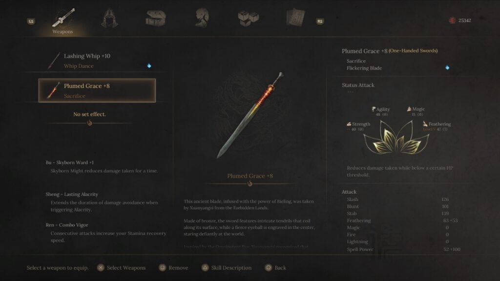 Plumed Grace Sword
