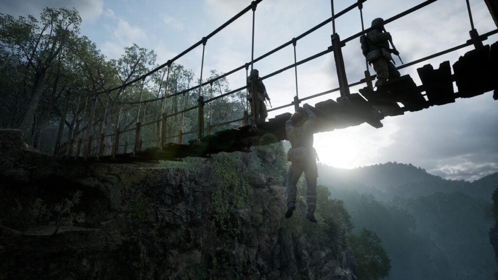Snake sneaking around the bridge