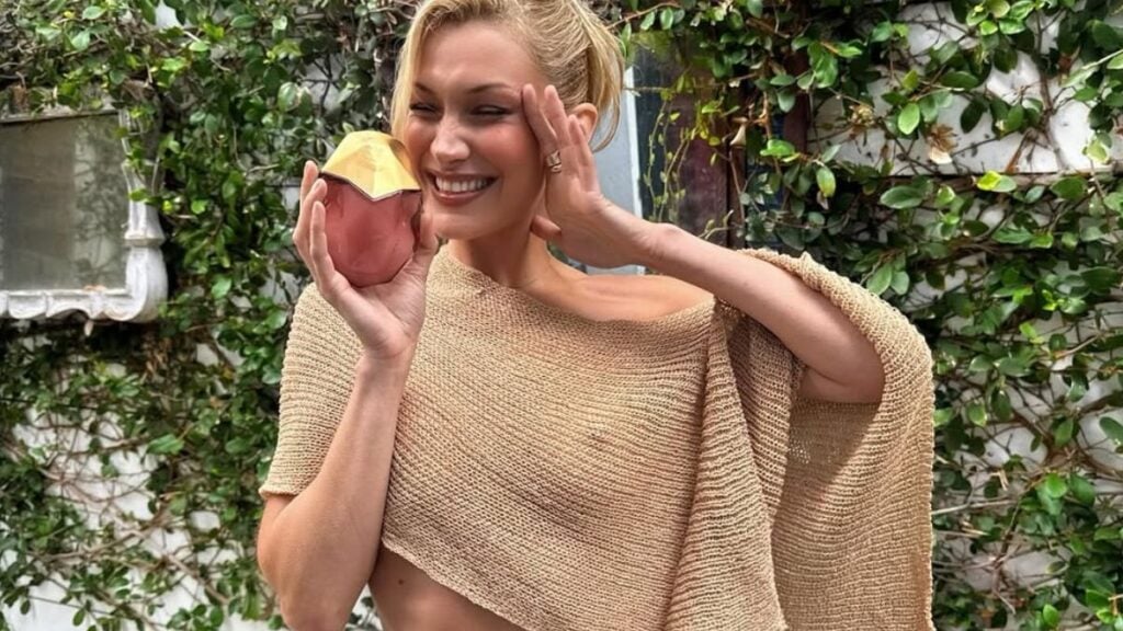 Bella Hadid posing braless