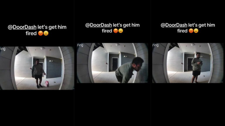 Alabama DoorDash Driver Caught on Camera Carelessly Tossing Customer’s Food Order on the Floor: ‘Ppl Are SO Miserable’ Alabama DoorDash Driver Tosses Customer Food
