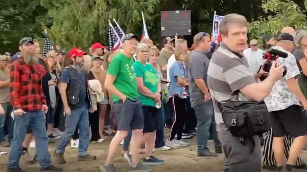 Oregon Crowd During Charlie Kirk Rally Turn On Man Wearing ‘ICE Is The Gestapo’ Yelling, ‘We Need The Gestapo!’