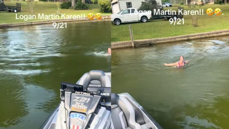 Unhinged Alabama Karen Jumps Into Lake to Harass Fisherman for Doing His Job: ‘That’s a Committed Karen’ A picture of the Alabama Karen.