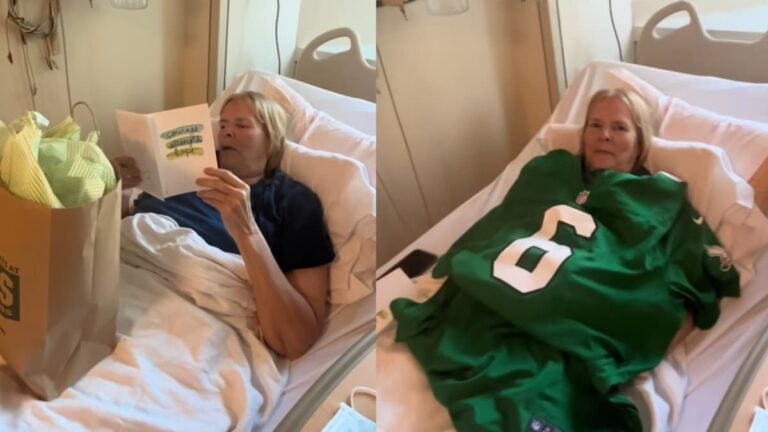 Philadelphia Eagles Fan With Stage 4 Cancer Left Emotional After Receiving Special Gift From DeVonta Smith’s Fiancée: ‘I Am in Tears’ A picture of the Philadelphia Eagles fan.