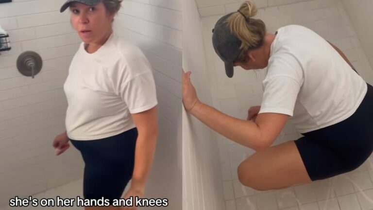 Lazy Texas Man Dragged for Filming 39-Weeks Pregnant Wife Scrubbing Shower on Her Hands and Knees: ‘Oh That’s Embarrassing for Him’ A picture of the pregnant Texas wife.