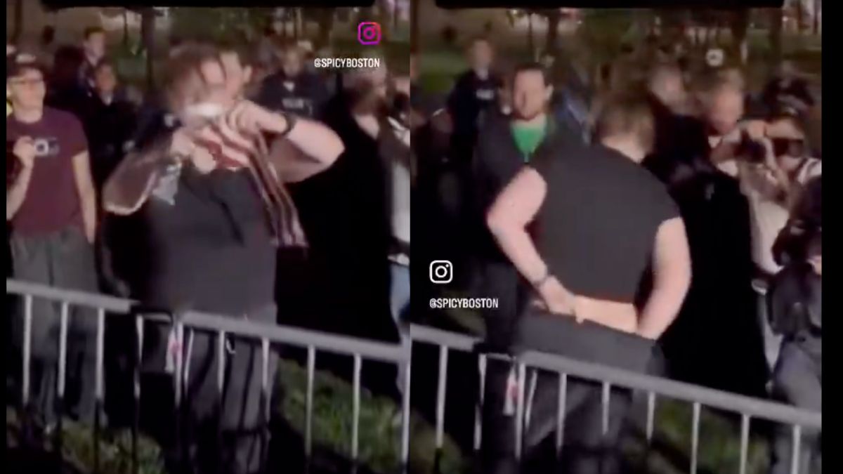 ‘Deranged Freak’ Tears American Flag Then ‘Wipes Himself With It’ At Charlie Kirk Boston Vigil