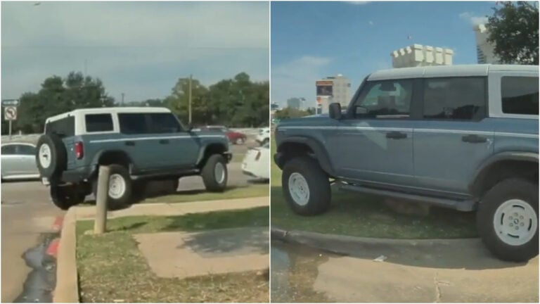 Texas Bronco driver gets stuck