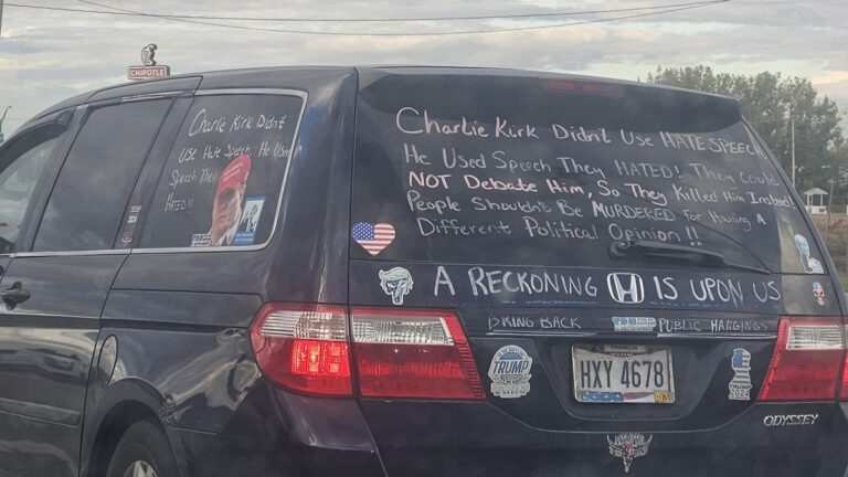 Columbus Driver Turns Car Into ‘Vanifesto’ Declaring ‘Bring Back Public Hangings’ Over Charlie Kirk’s Death ‘Give This Nutball Lots of Space on the Freeway’
