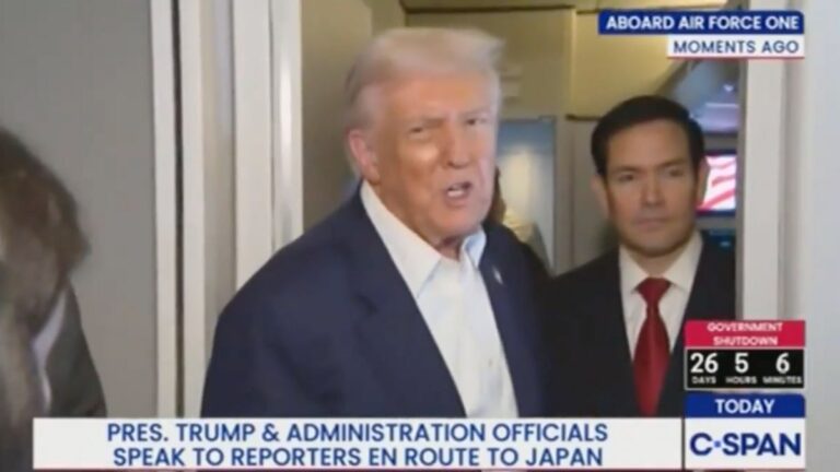 Trump being interviewed by c-span aboard air force one