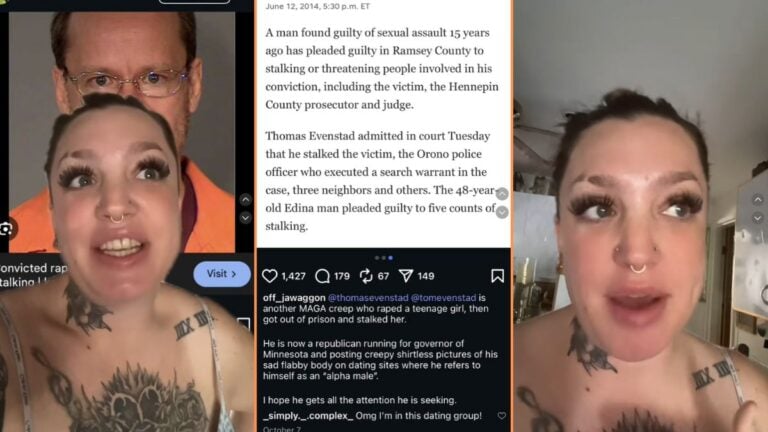 Woman Warns Others About Predator Running for Governor of Minnesota 'Being Mean to Men Should Be an Olympic Sport'