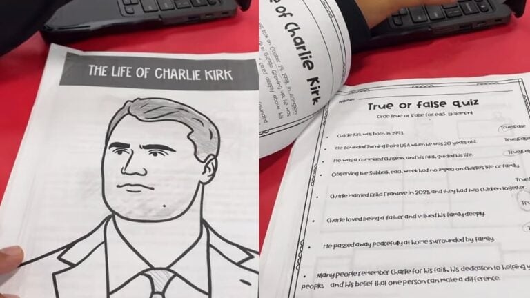 Stunned Los Angeles Parent Exposes Teacher for Forcing 5th Graders to Do Homework on the Life of Charlie Kirk: ‘Oh That’s Actually Gross’ A picture of the homework given in Los Angeles.