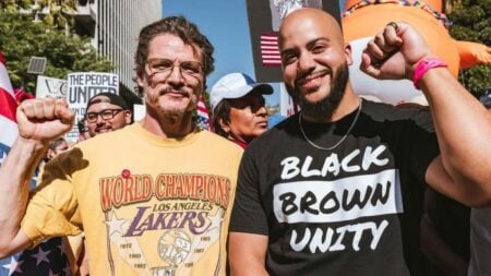 Pedro Pascal at No Kings protest