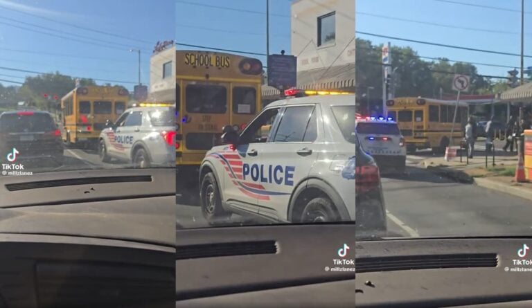 washington d.c cop gets stuck behind school bus
