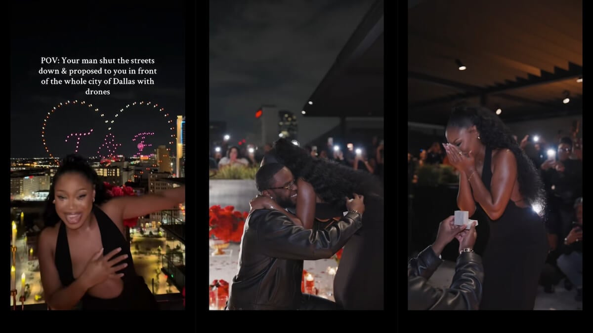 Overwhelmed Dallas Woman Reduced to Tears After Her Boyfriend Surprised Her With a Breathtaking Rooftop Proposal Using Drones: ‘I Claim It for Me and 99 Others’