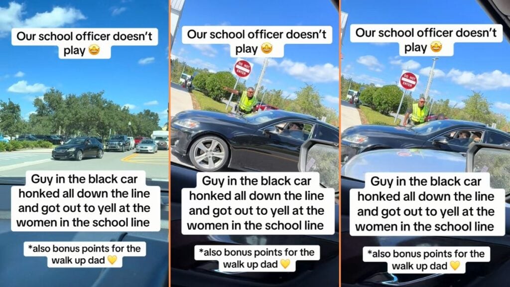 Impatient Male Karen Yells at People in Orlando School Car Line, Security Gets Involved 'That Officer is Looking Out For Those Babies and That Man Needs a Raise'