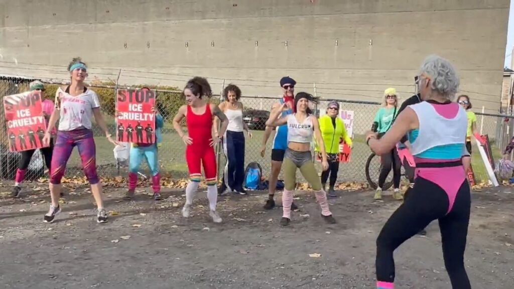 Portland protestors jazzercise outside ICE facility