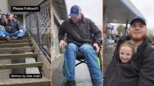 Wholesome Paraplegic Father Conquers Stairs and Inaccessibility for His Daughter in Oregon 'The True Definiton of No Excuse'