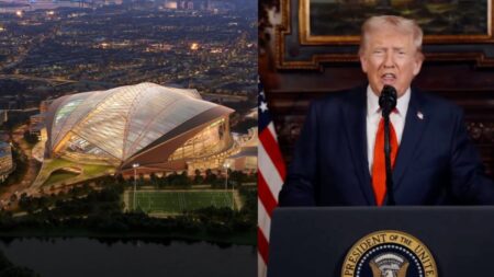 Trump Mocked For Throwing Hail Mary to Put His Name on Washington’s $3.7B NFL Stadium: ‘The Trump Dump’ Washington Commanders (left) Donald Trump (right)