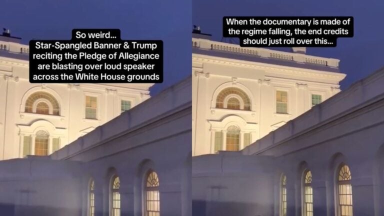 National Anthem Sung by Convicts Blasts From the White House on Repeat: ‘It’s Like the Intro to the Movie That Shows How the United States Became the Fourth Reich’ national anthem plays from white house loudspeakers